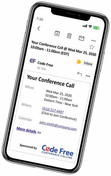Codefree conferencing email invite